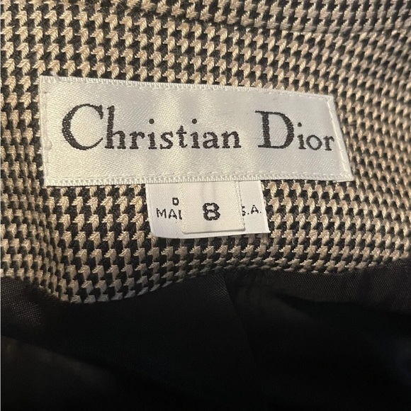 CHRISTIAN DIOR VINTAGE WOOL HOUNDSTOOTH DOUBLE-BREASTED WOMEN S BLAZER - Picture 6 of 11